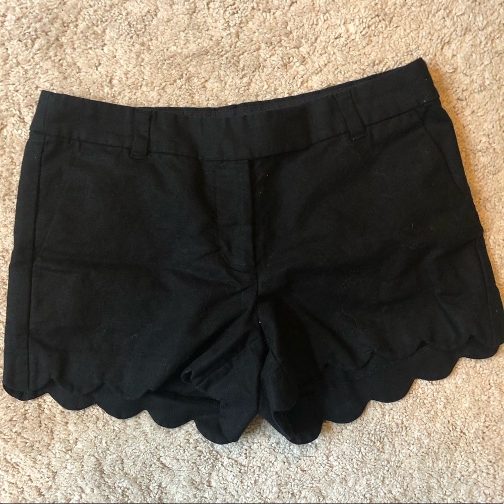 black scallop shorts